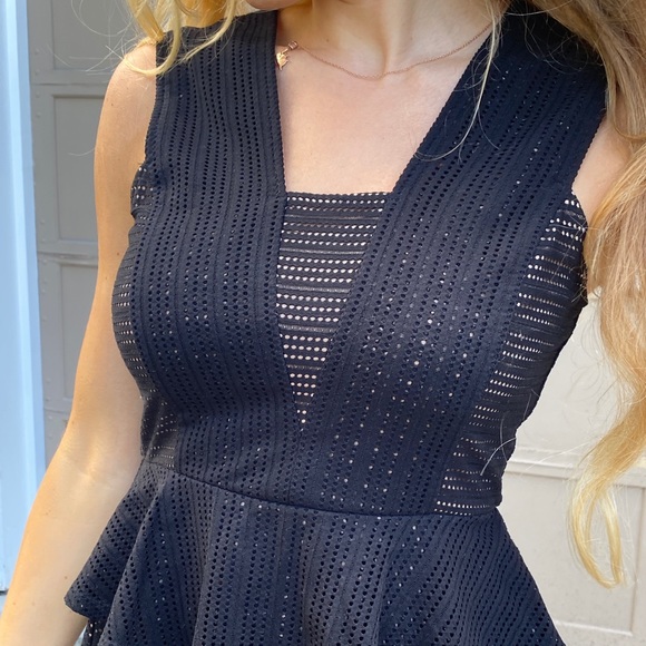 BCBCMAXAZRIA Black Peplum Top in Small with Zip Closure - Like New! - Picture 4 of 5